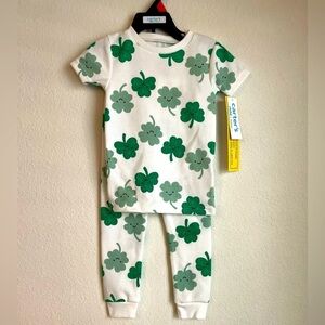 Carter's Shamrock Pajama Set for kids waffle knit style size 2T - NWT